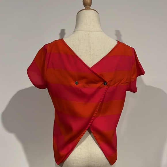 Dotti orange pink striped top detailed back - Picture 2 of 7